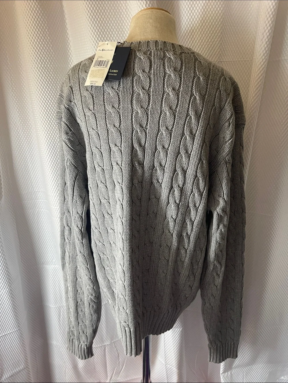 Polo by Ralph Lauren Gray Cable Knit Crewneck NWT Sweater size medium